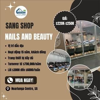 Sang shop nails and beauty thu nhập cao, vị trí đẹp vùng Noarlunga, SA
