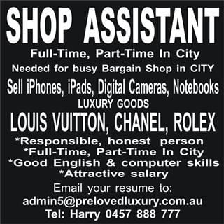 SHOP ASSISTANTS- ASSISTANT MANAGER NEEDED!! - Cần tuyển nhân viên